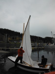 All the rigging is tied temporary until the "Sweet spot" is found.  Then it will be clapped on fast with Marlin.