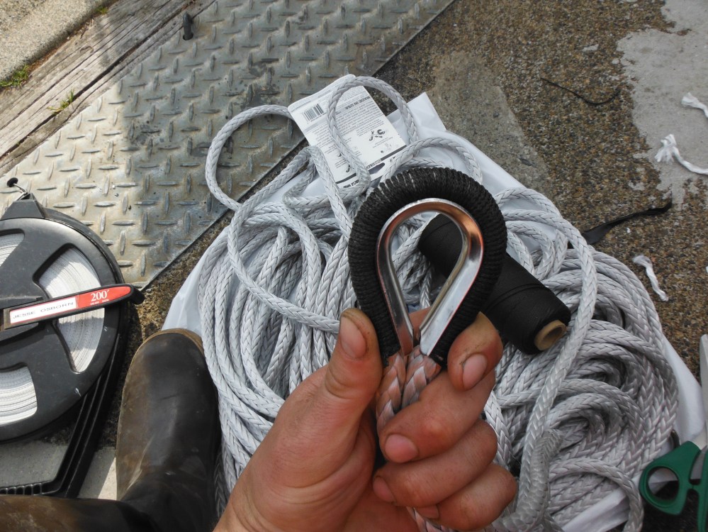 Lay the served line into the Thimble.