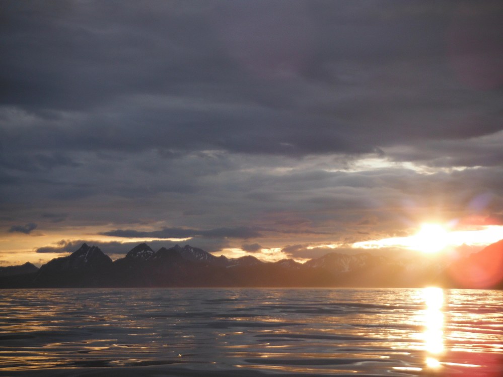 In the Aleautians it either blows like mad or not at all.  Here is a rare smooth sea just out of Chignik Lagoon.