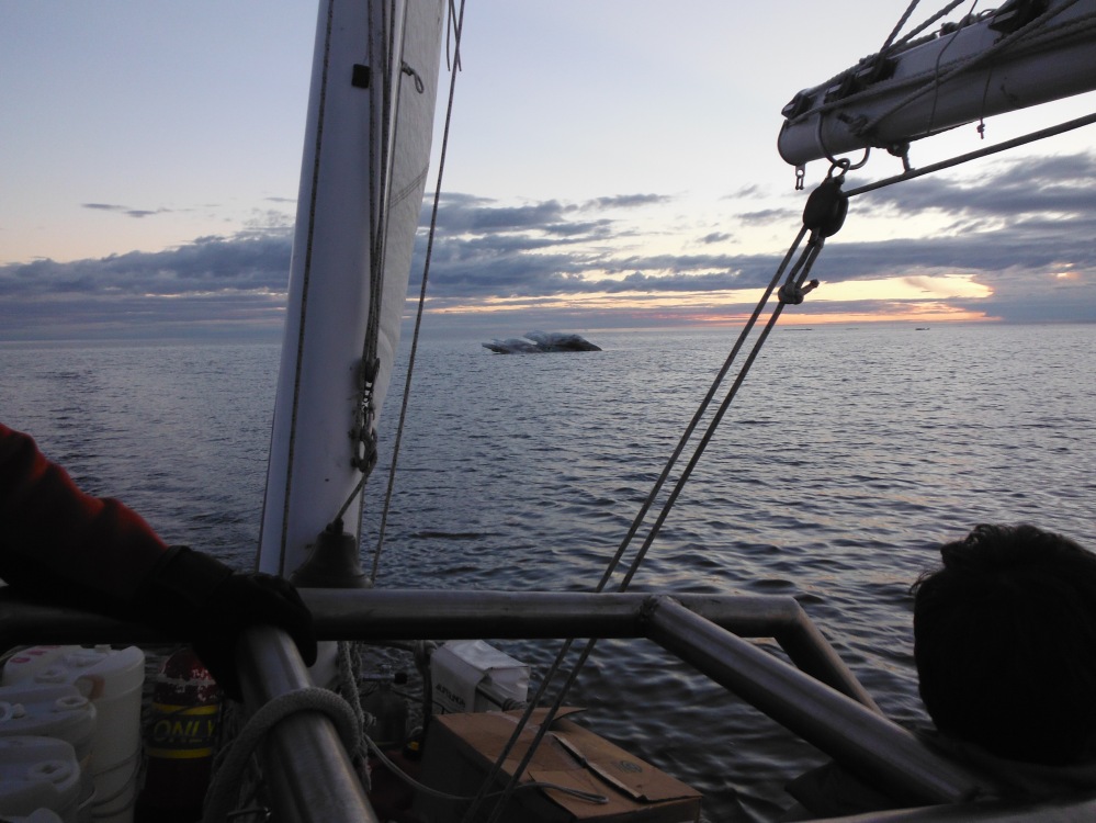 Both clear water and Ice, we have sailed most of the time on this voyage.  Getting here early, allows us to slow down and continue sailing in light air.
