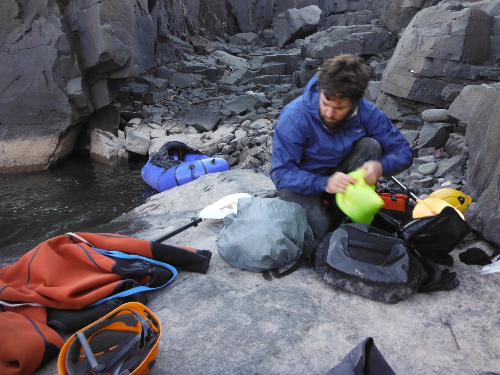 Ballasting and preparing to cross ahead of the falls