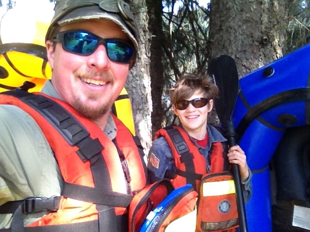 Jesse and his younger son Steven.  Packrafting in Alaska