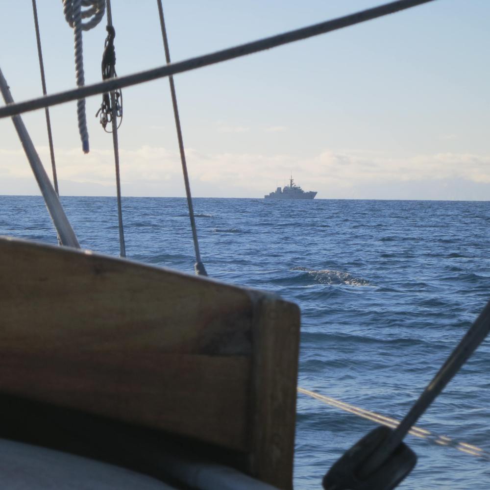 Canadian Warship in the channel 