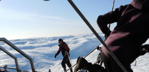Mooring to a berg with ice screws