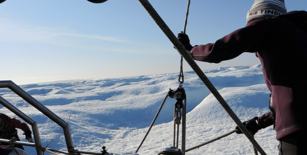 Leaping for the stern as the ice gave way under my feet.