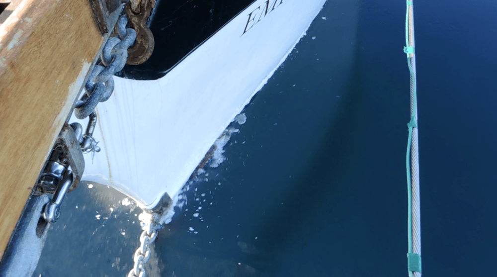 Saving ourselves some sanding on the bow