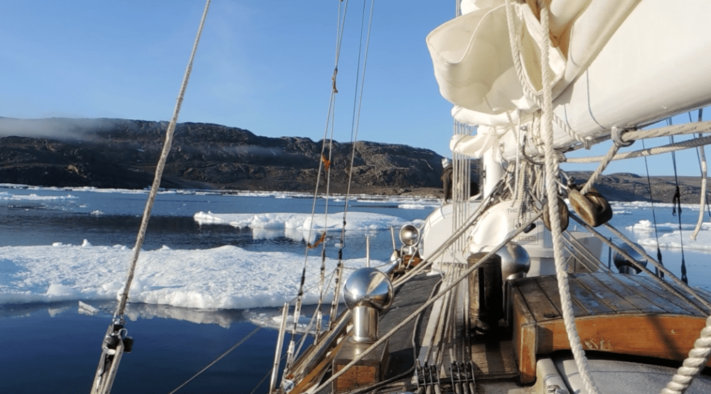 Using prop walk to spin the boat and clear the bow.