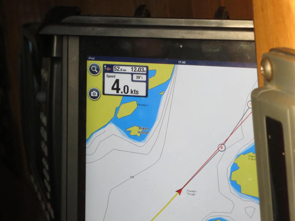 GPS track showing 39 True degrees as the unit refreshes
