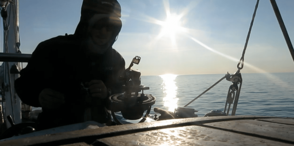 Testing begins in the freezing sunlight.